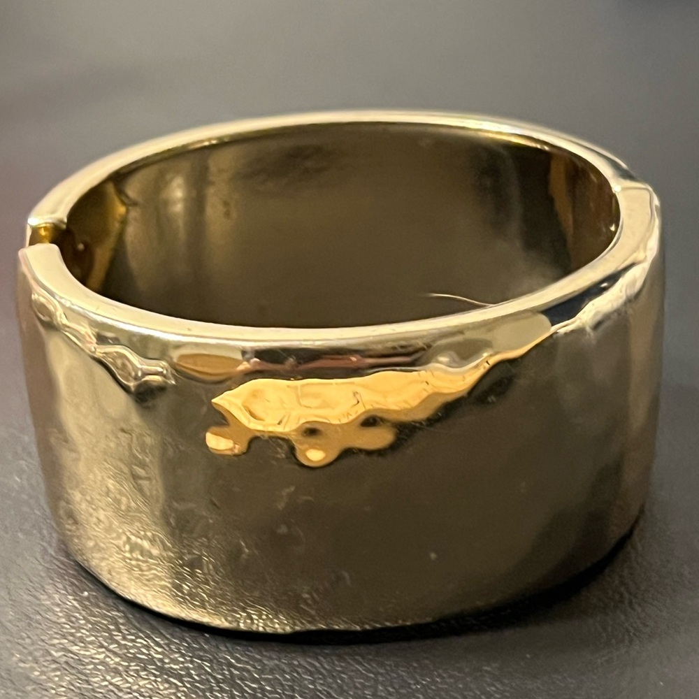 Chicos Gold-Tone  Metal Hinged Hammered Cuff Bracelet